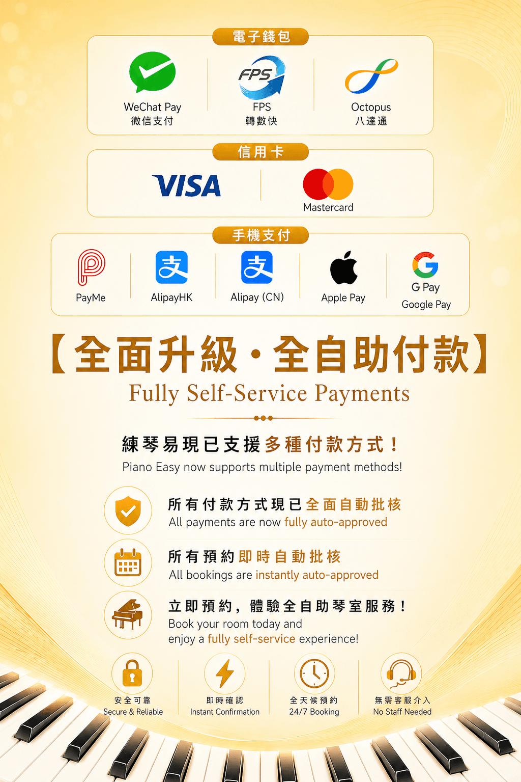 全面升級・全自助付款